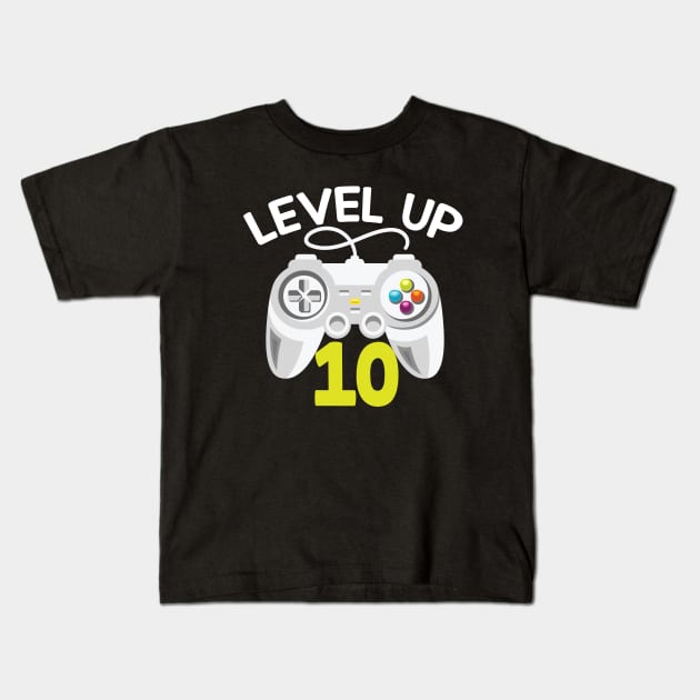 Level Up 10 Unlocked Gift 10th Birthday Gift Kids T-Shirt by mommyshirts